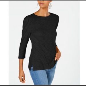 INC black 3/4 sleeve cotton shirt